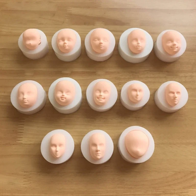 Stampo in argilla morbida per viso bambino 3D Stampo in silicone per viso bambole umane Strumenti per decorare torte per