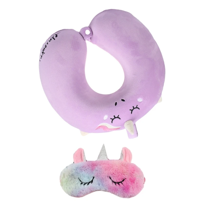 Unicorns Eye Mask Neck Pillow Traveling Rest Soft Cushion Women Health Care