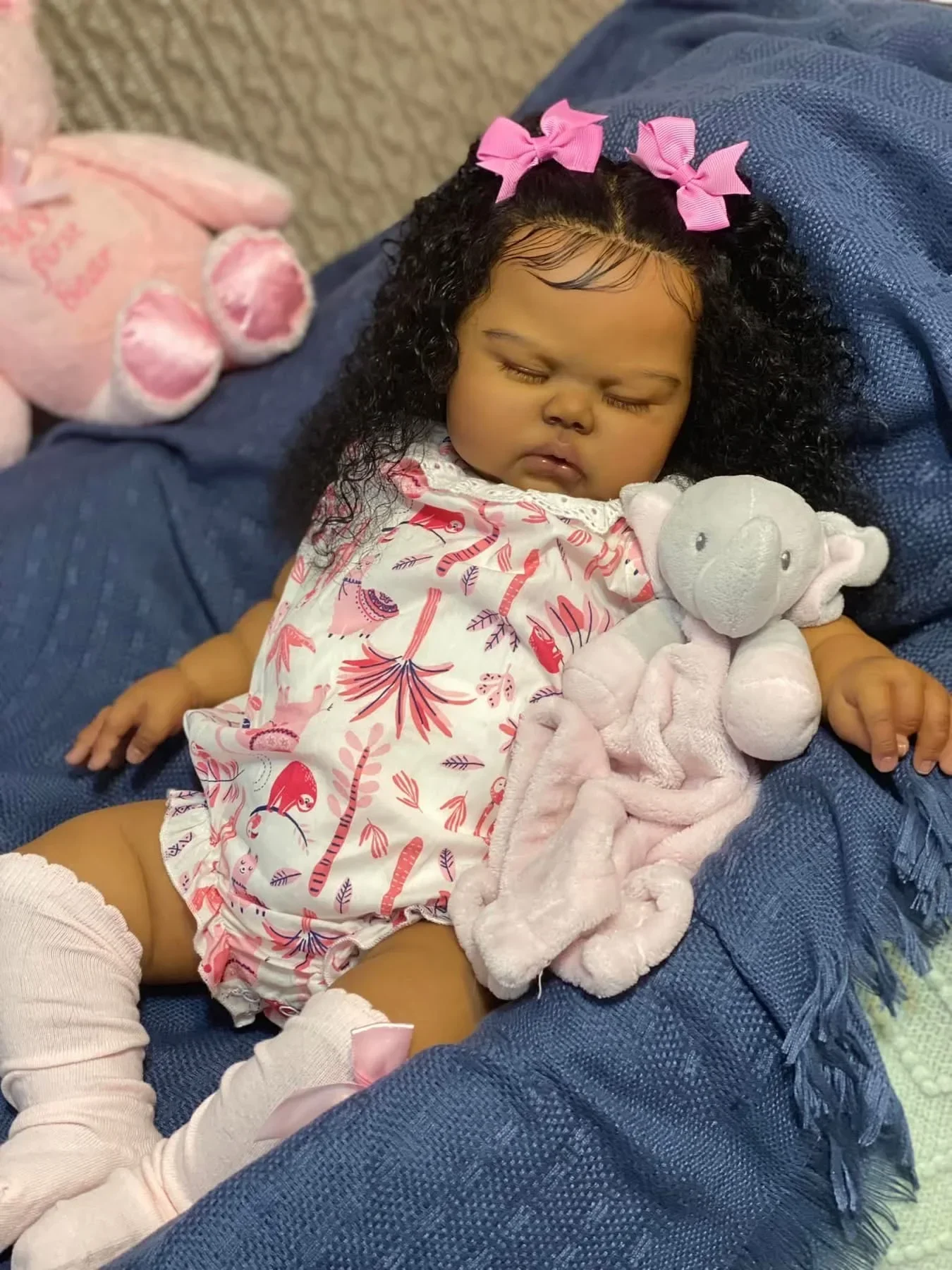 NPK 24'' Dark Brown Skin Bebe Pickle Reborn Baby Toddler Newborn Doll Princess  Lifelike Soft Touch 3D Skin Art Doll