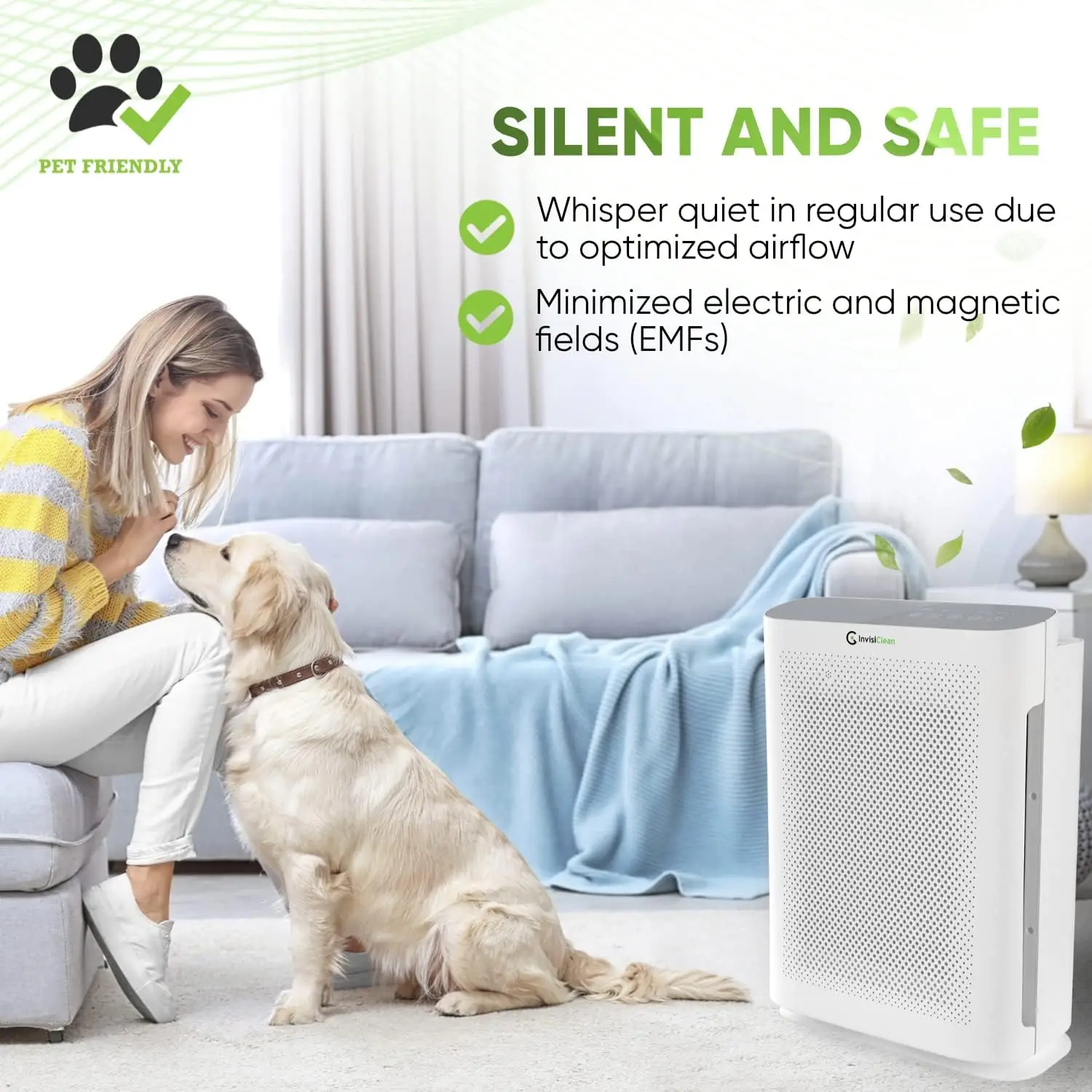 منقي الهواء للحساسية المنزلية والحيوانات الأليفة |   4 في 1 H13 فلتر HEPA الحقيقي/المؤين/الكربون + ضوء الأشعة فوق البنفسجية |   أجهزة تنقية الهواء المحمولة كبيرة