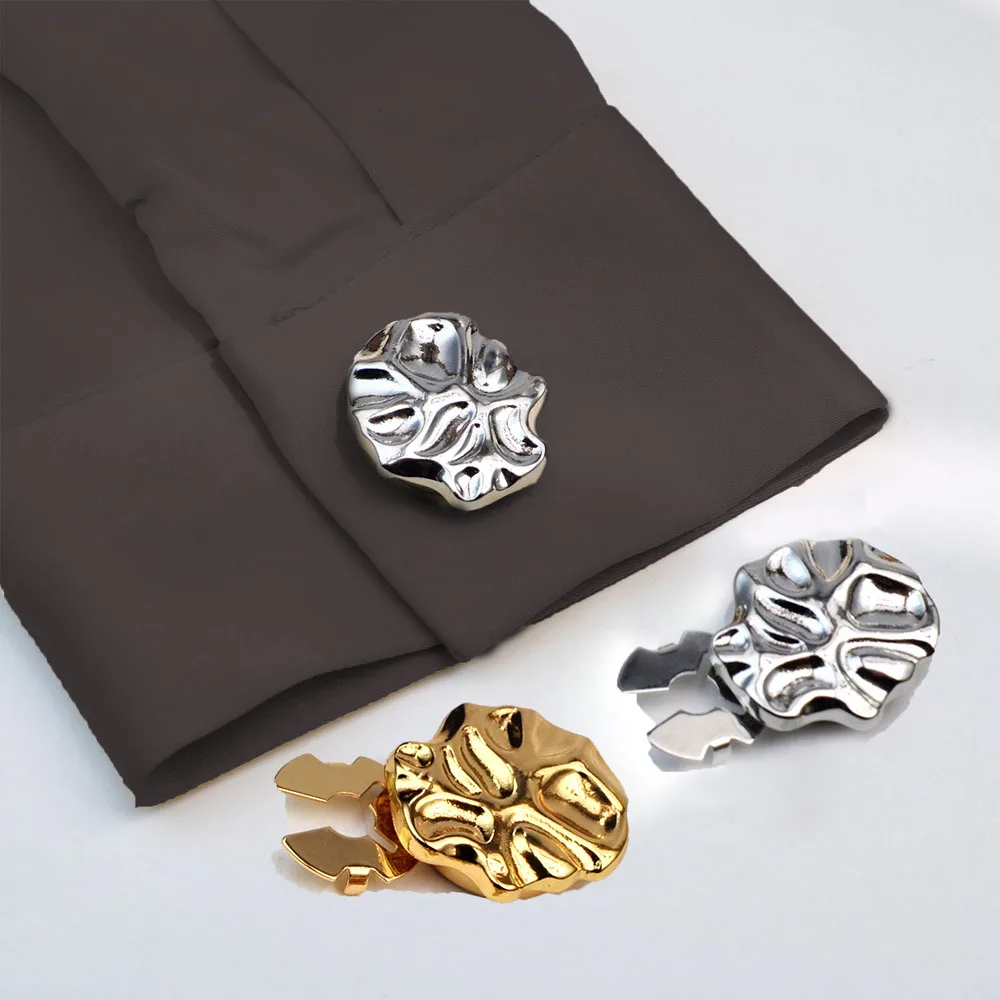 

2PCS Fashion Metal Geometric Button Covers for DIY Clothing Decorative Button,Alloy Shirt Sleeve Button Decoration