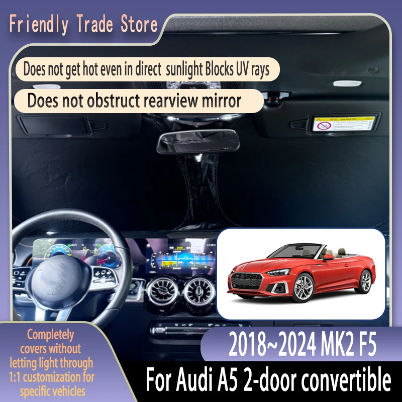 

Front Windshield Sunshade Privacy For Audi A5 2-door convertible 2018~2024 curtain Car Heat Sun Visor High quality Accessories