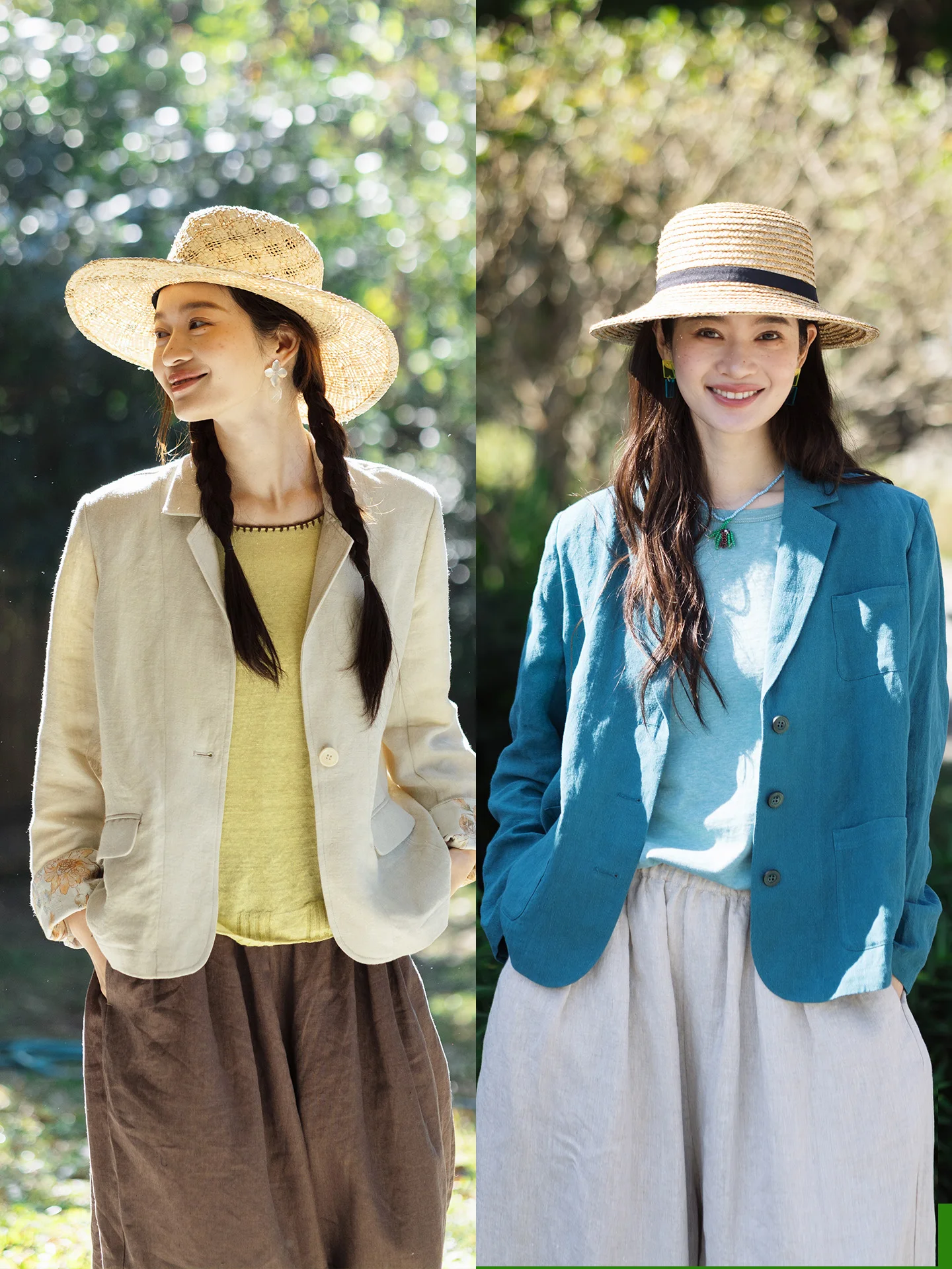 

Loose Fit Linen Suit Jacket with Shoulder Pads for Women Casual Commute Style Long Sleeve Single Button Closure Pure Color