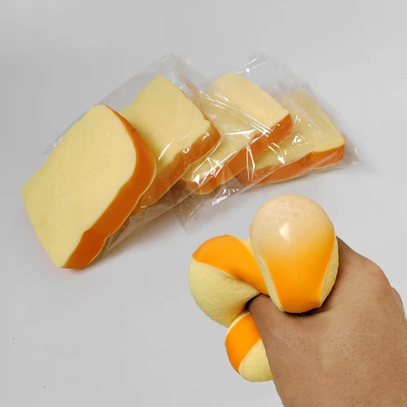Squishies Toy Fun Bread Slice Toast Simulation Food Unique Creative Rebound Kneading Venting Musical Home Office Desktop Gift