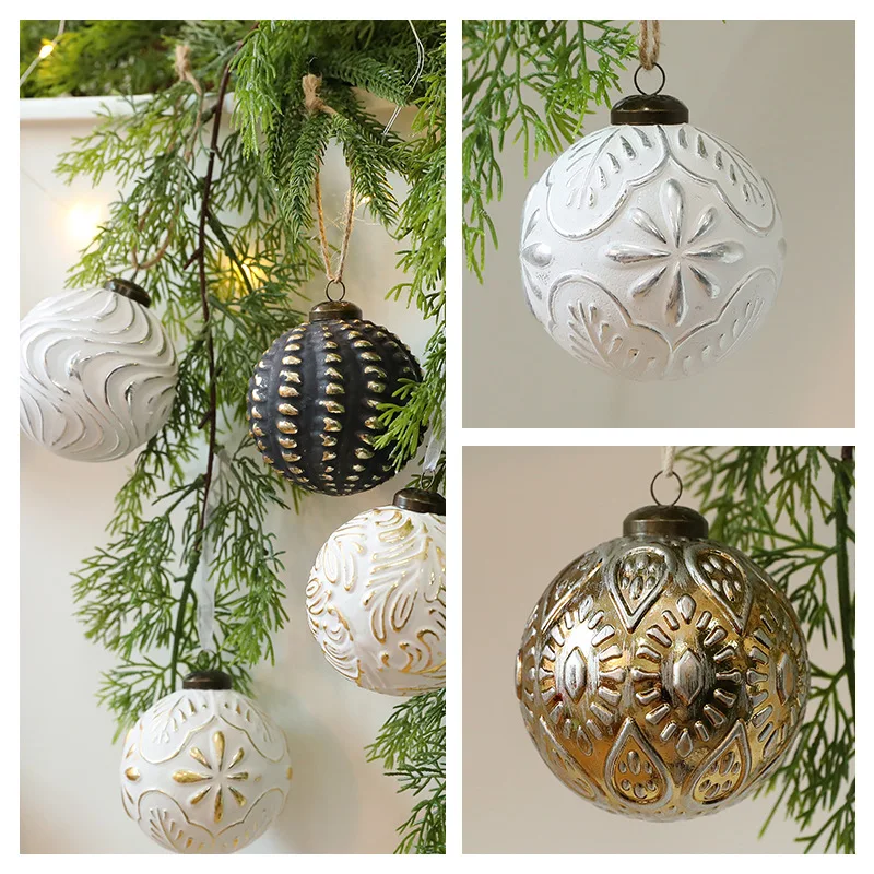 New 8cm antique ball Christmas ball pendant, retro scraping Christmas tree decoration, Christmas ornaments