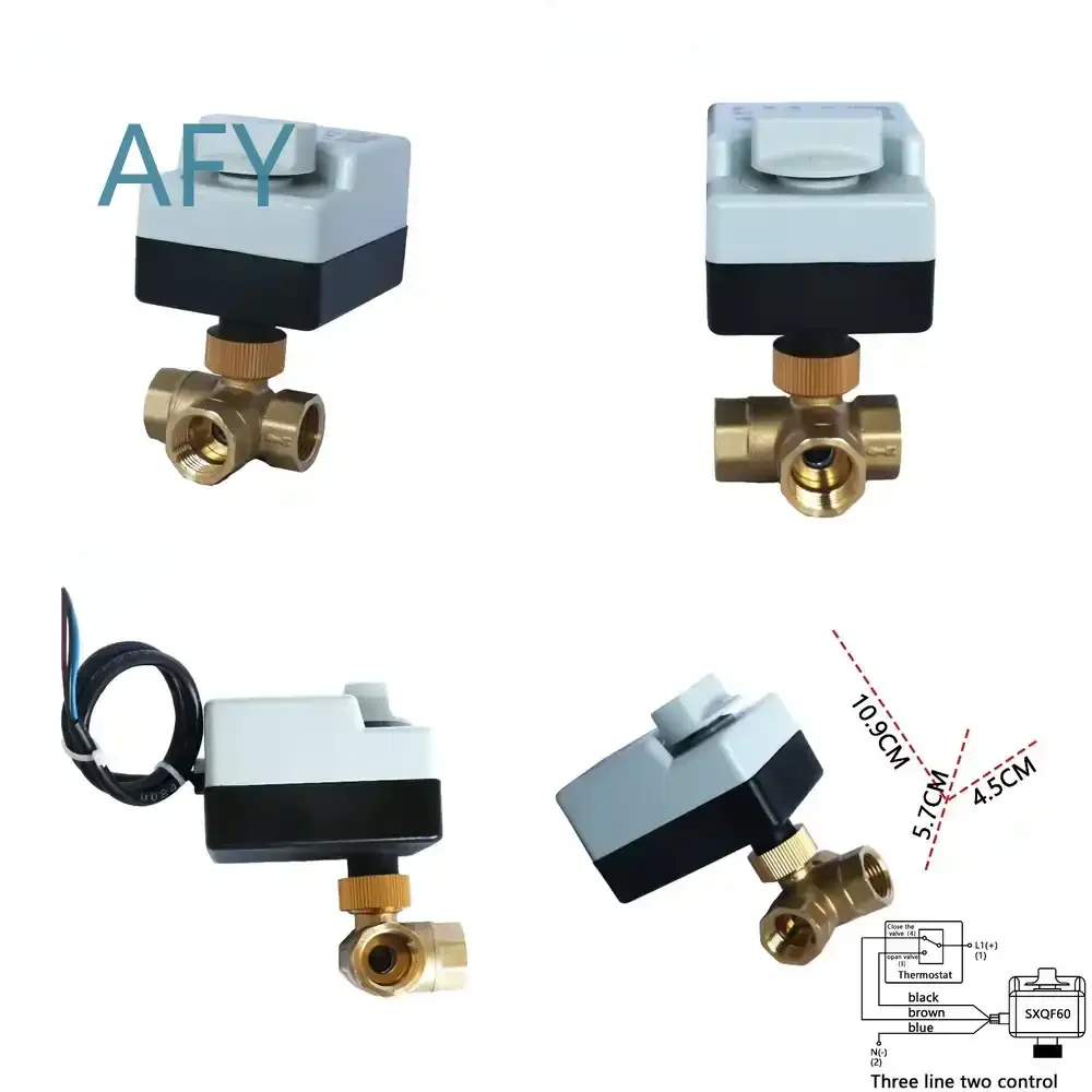 DN15 Three-Way Electric Ball Valve for Small Actuator Two-Way Electric Valve Three-Wire Double Control Home Furniture