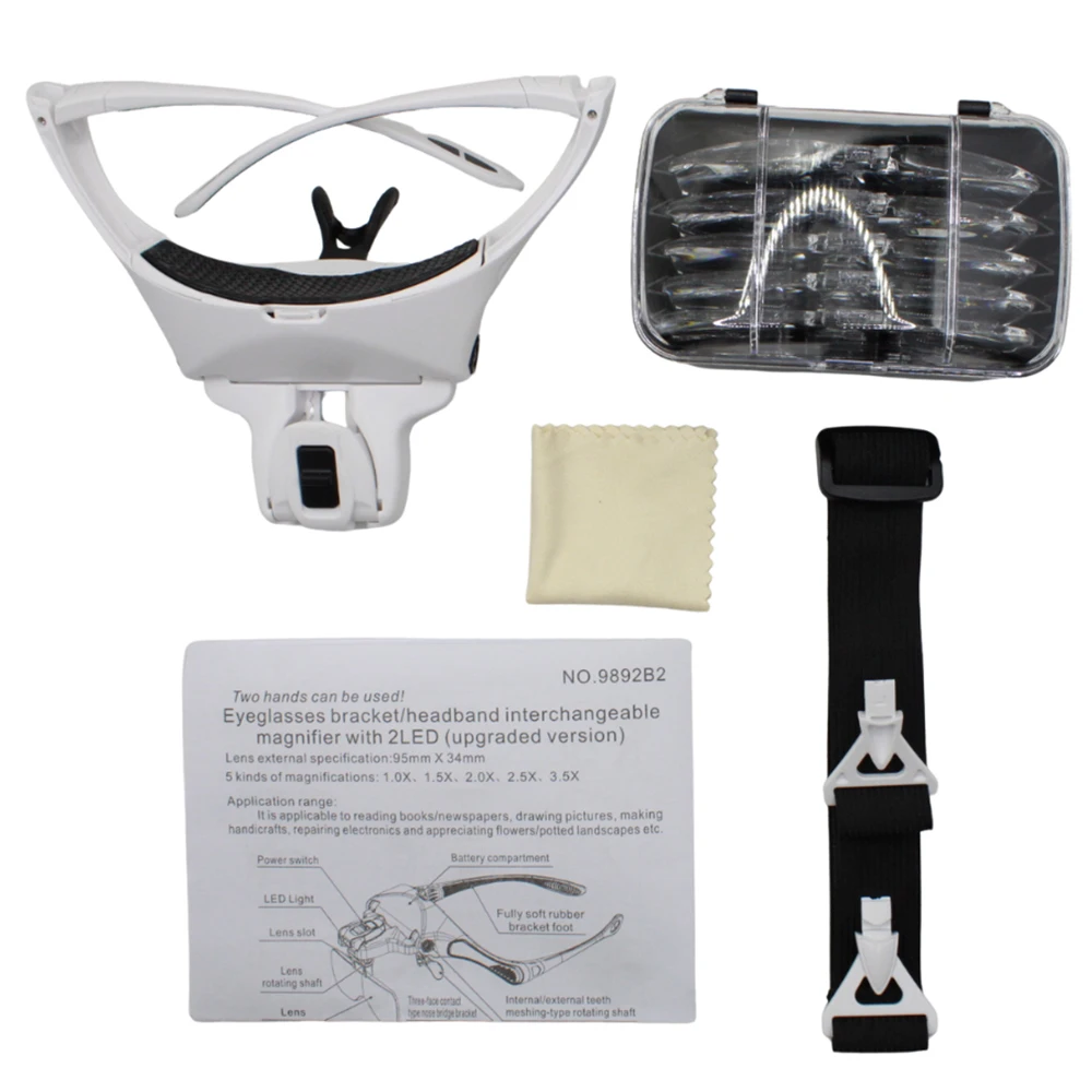 AG Dental Magnifying Glasses Reading Illuminated Magnifier 1.0X 1.5X 2.0X 2.5X 3.5X Dental Loupes Illuminated Loupe Magnifier