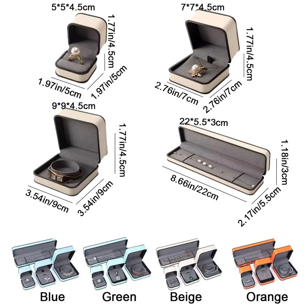 高級長方形 PU ジュエリーボックスブラックエッジラウンドコーナージュエリーディスプレイボックスファッションブレスレット収納ボックス提案