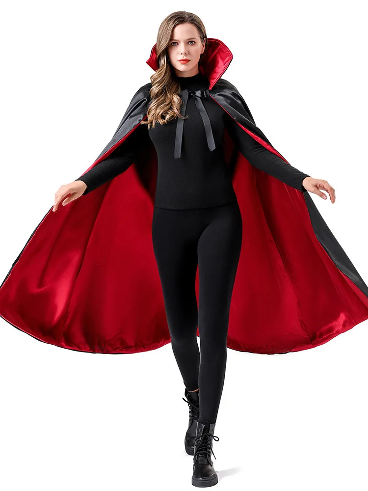 

Костюм для взрослых на Хэллоуин: Двусторонний плащ-накидка с воротником-стойкой в стиле Бога Смерти/Пирата, красно-черный