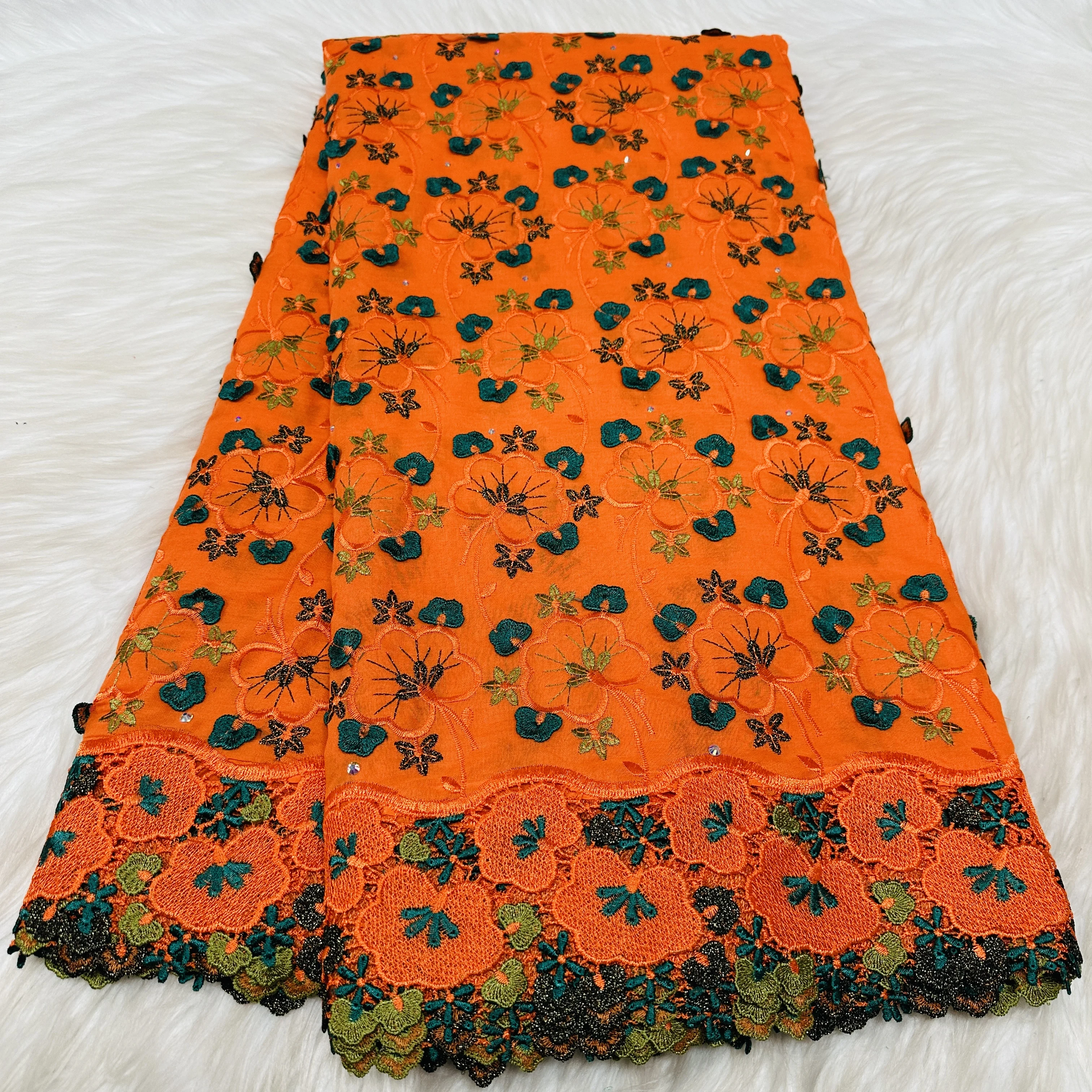 

5Y 3D Flower soft water soluble Swiss lace fabric embroidery African 100% cotton fabrics Swiss voile lace Dubai style 18L10106