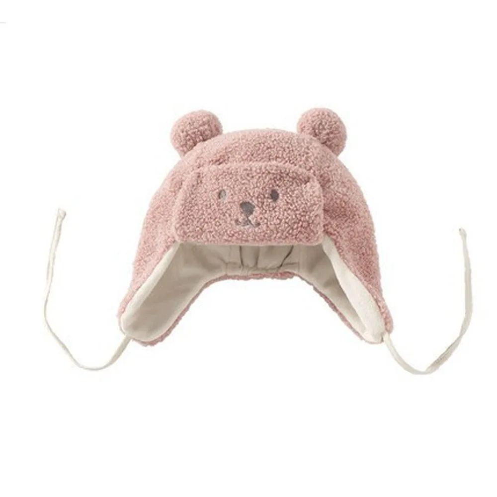 

Модная теплая шапка с милым мультяшным медведем, ветрозащитная, морозостойкая, защитная шапка для ушей, утолщенная зимняя шапка-бини