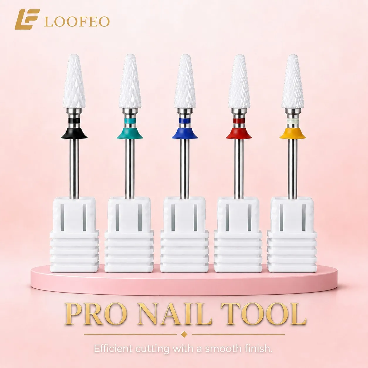 1pc Tapered Cone Ceramic Nail Drill Bit E-File Mill Bits Milling Cutter for Gel Polish Acrylic Removal For Manicure BurrRefining