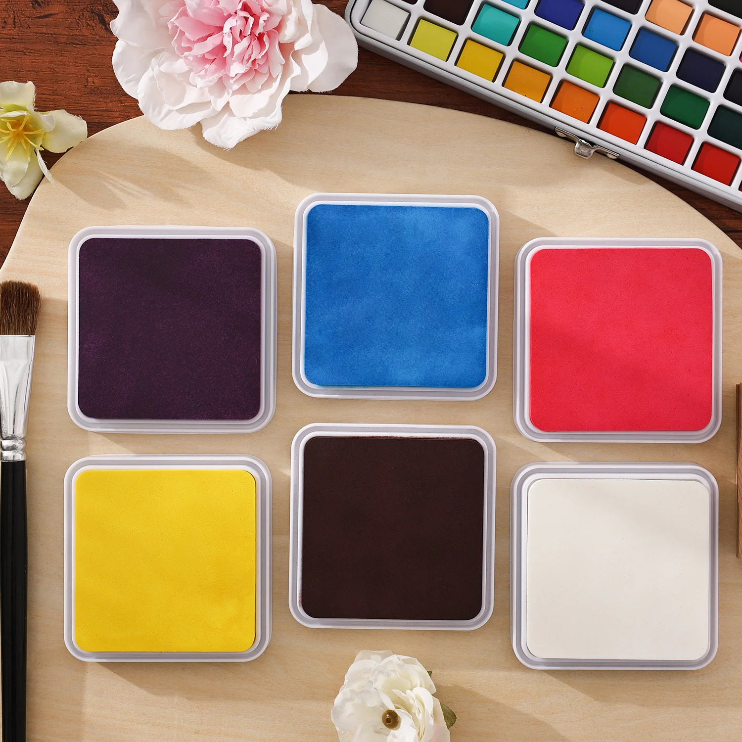 1PC 16 Colors Ecological Cotton Neutral Ink Inkpad Creativity Handbook DIY Decoration Cute Student Seal pad image 5