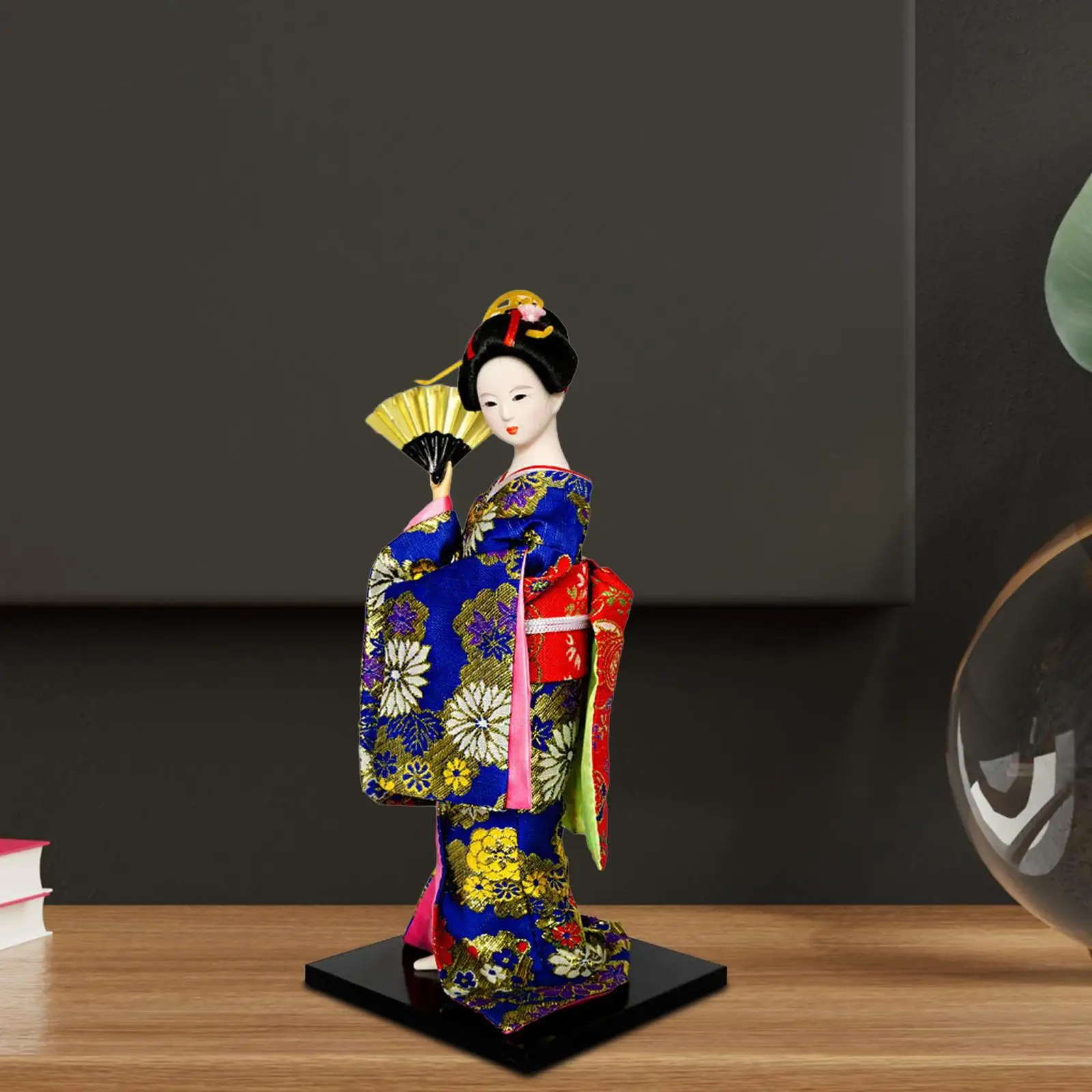 Japanese Geisha Kimono Doll Collectible Figurine Holiday Gift Asian Sculpture Folk Tabletop Decoration 30cm for Table Office