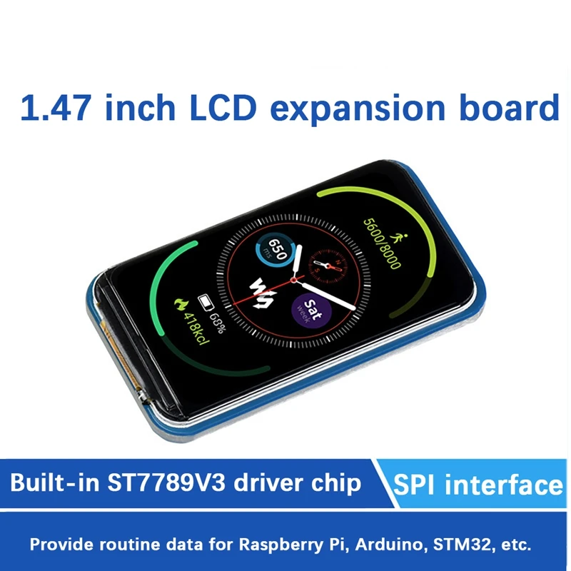 Waveshare 1.47 Inch LCD Screen Module With Rounded Corners ST7789V3 Chip 172X320 Pixels SPI Communication With PH2.0 8PIN Cable