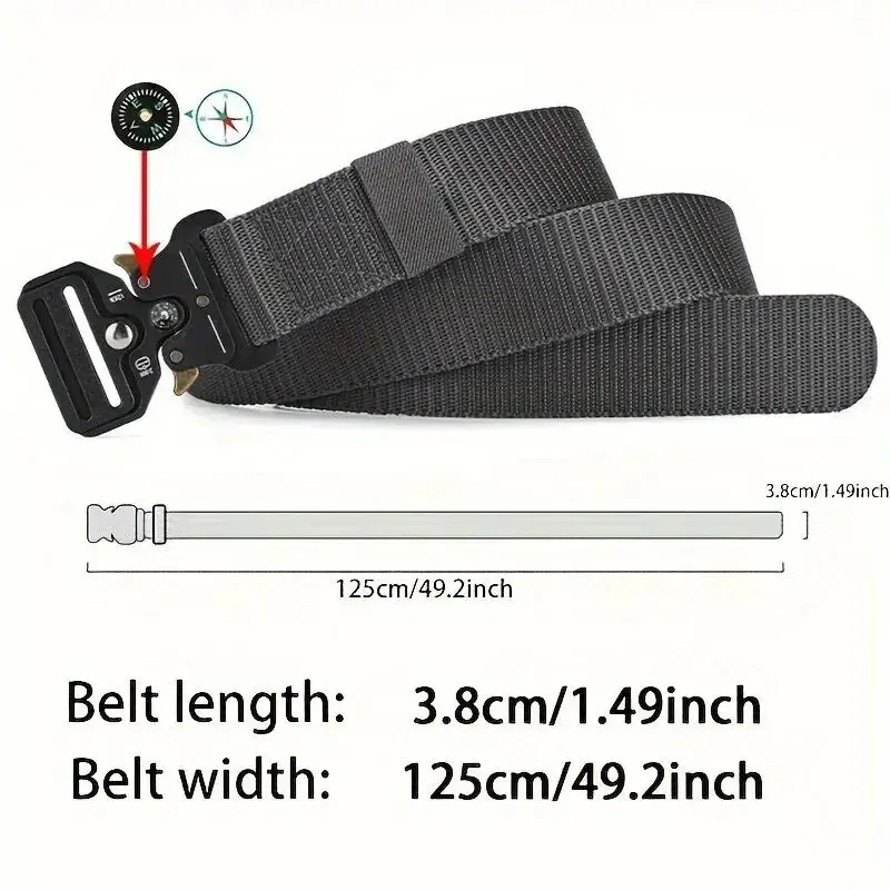 Men\'s Tactical Belt with Compass Outdoor Multi Function Compass Belt Canvas for Nylon Luxury Belts Women\'s Sports Jeans Belt