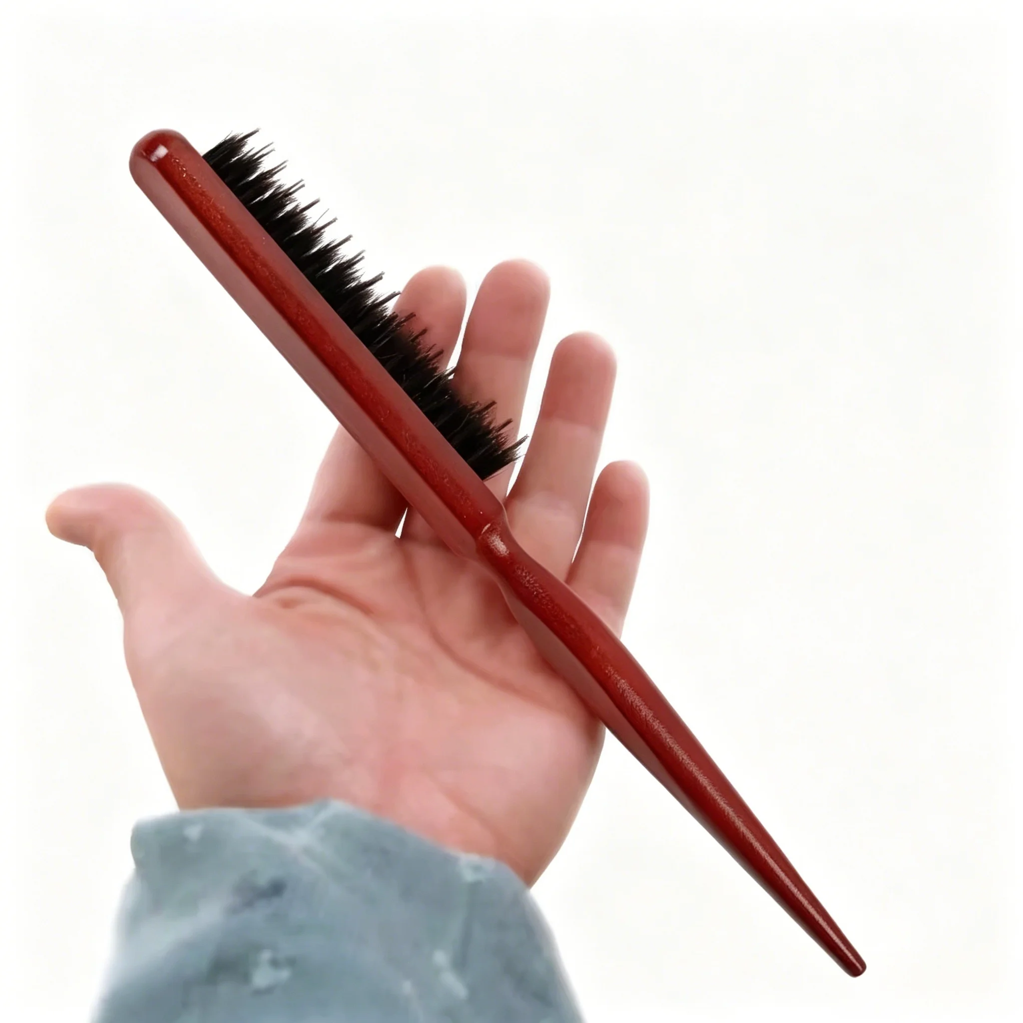 Wood Handle Hair Brush Natural Boar Fluffy Bristle Anti Loss Comb Hairdressing Barber Tool Teasing Bristle Salon Hairbrush