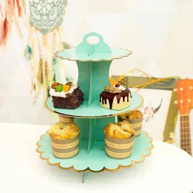 3-lagige Einweg runde Geburtstag Cupcake Dessert DIY Papier Handwerk Stand Dessert Display Rack Hochzeits feier liefert Kuchen Werkzeuge