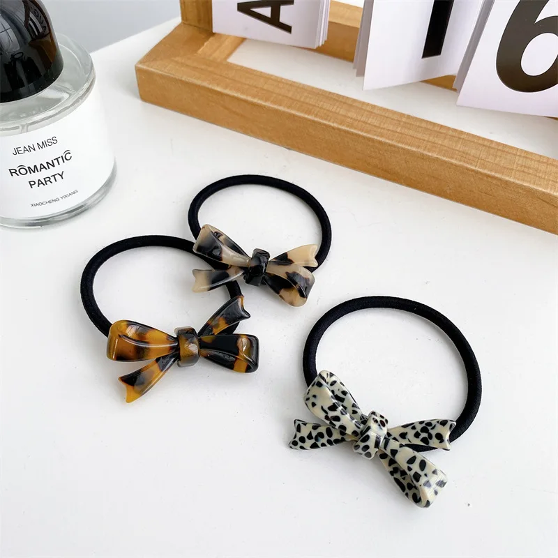 2022 Ins Hot Selling Acetate Bowknot Hair Ring High Resilience Thin Simple Elastic Hair Bands For Women