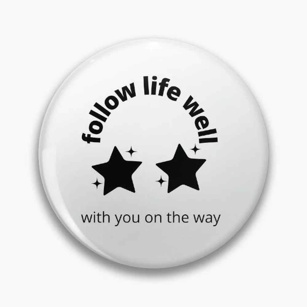 Life Pin Holographic Star Heart Pin Brooches Laminated Button Fashion Accessory