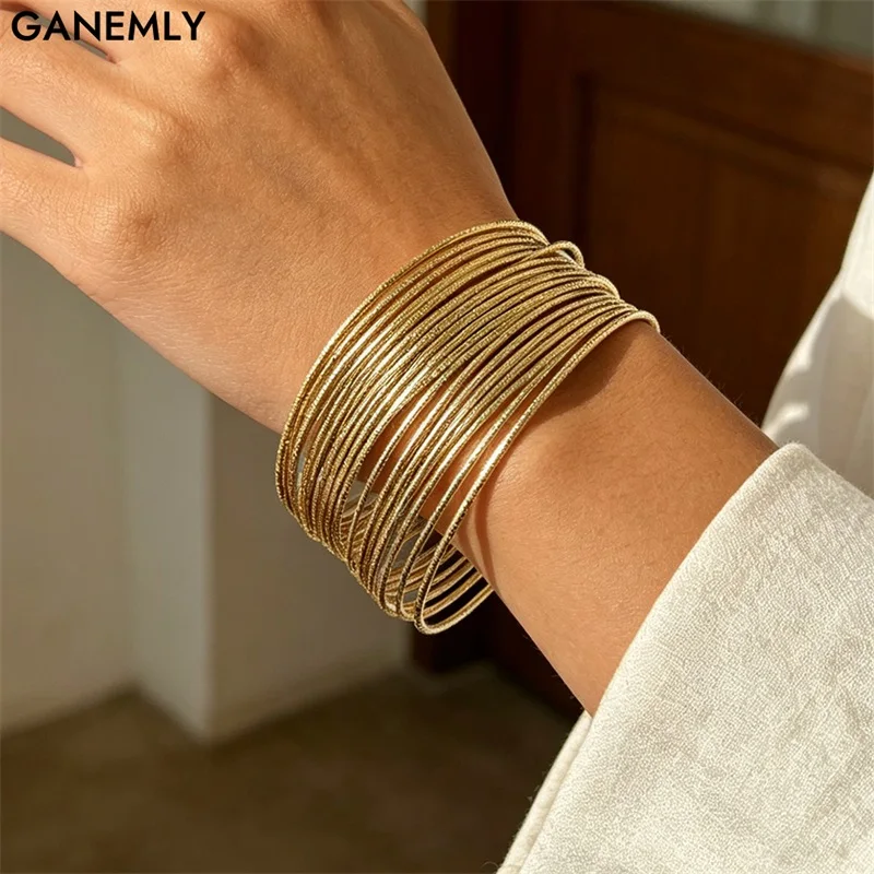 GANEMLY 20pcs High Quality Thin-banded Bracelet Bangle Set For Women New Trendy Waterproof Hand Chain Jewelry Holiday Gift