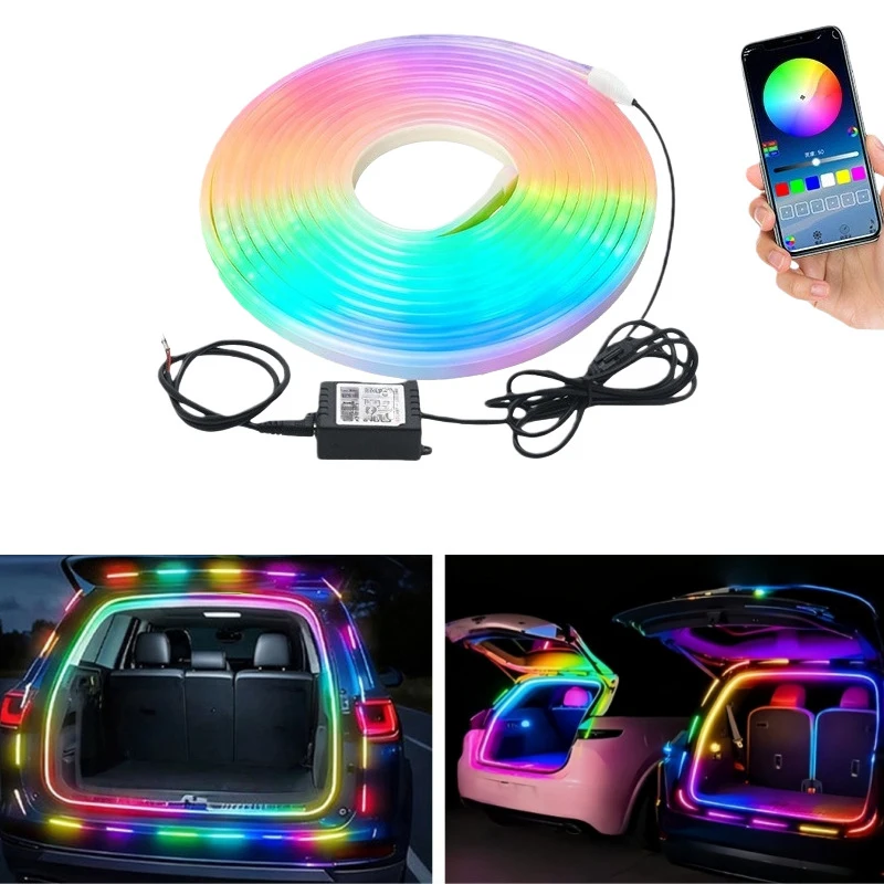 

Car Trunk High-brightness LED Atmosphere Light Strip Flexible Interior RGB Colorful Neon Atmosphere APP Control Car Accessories