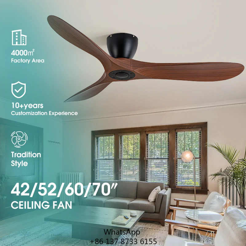 Model 666 52 Inch Electric ABS 3-Blade DC Motor Remote Control Quiet Operation 5-Year Warranty Hotel Use Ceiling Fan