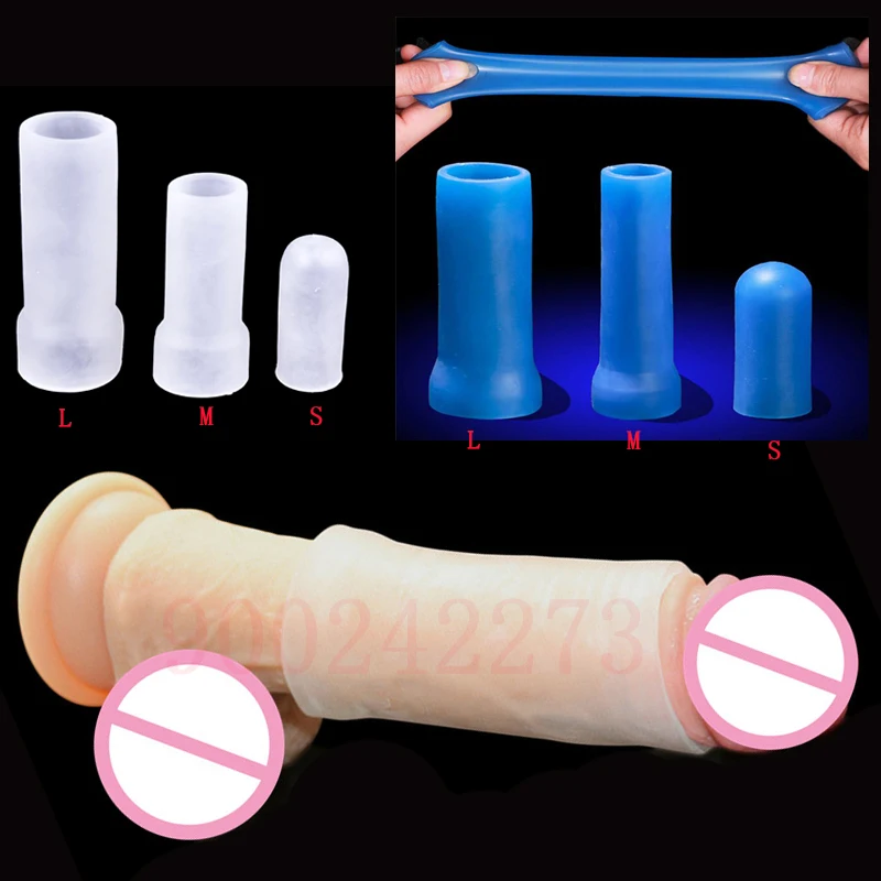 S/M/L Soft Silicone Penis Enlarger Sleeve Glans Protector Cap Reusable Penile Sleeve Delay Ejaculation Male Enhancer Gay Sex Toy