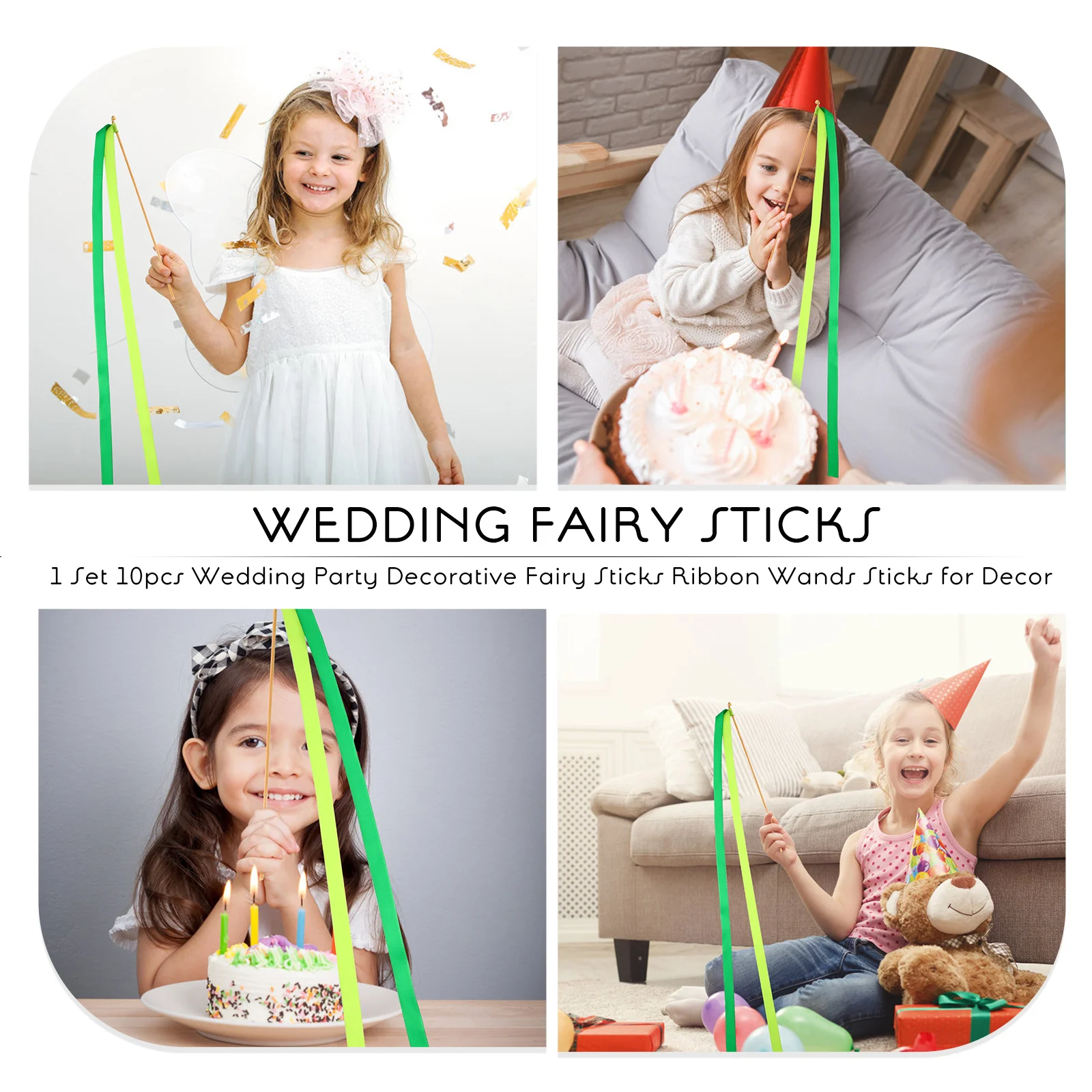 

1Set Ribbon Sticks Fairy Wands Bright Colors Wedding Christmas Baby Shower Party Decoration Wedding Fairy Sticks