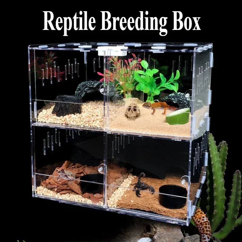 Habitat Reptile Terrarium Breeding Box Acrylic Case Nano Arboreal Tarantula Enclosure Spider Scorpion Bearded Dragon Habitat