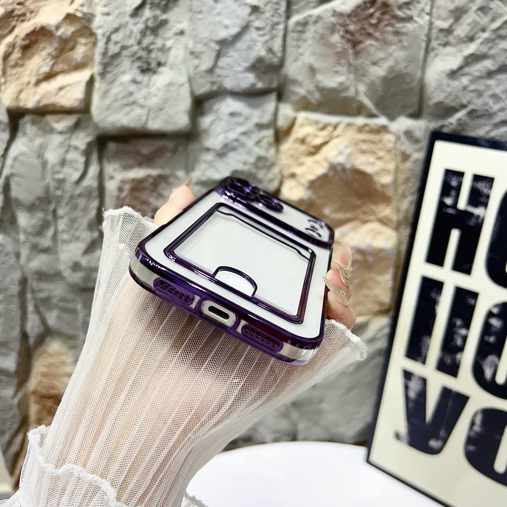 الفاخرة لينة تصفيح حامل بطاقة حقيبة الحال بالنسبة آيفون 17 الهواء 16 15 14 زائد 13 12 11 برو ماكس 16e واضح للصدمات فتحة المحفظة غطاء #3