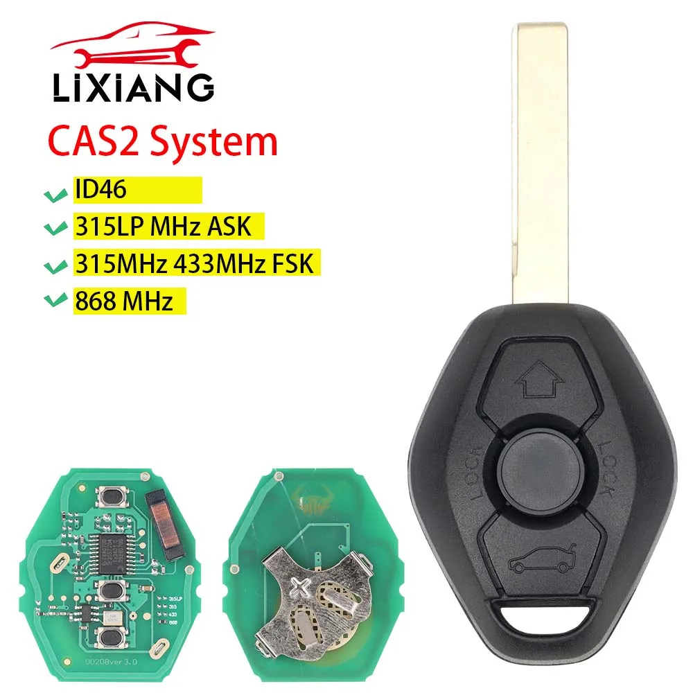 LIXIANG kunci Remote 3 tombol untuk BMW 3 5 7 series X3 X5 Z3 Z4 Z8 E46 E60 E83 E53 E36 E38 CAS2 315LP MHZ 315MHz 433MHZ 868MHZ