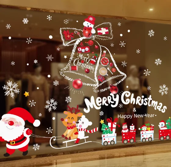 

Christmas decorations, static stickers, Christmas trees, snowflake scenes, window display, glass stickers