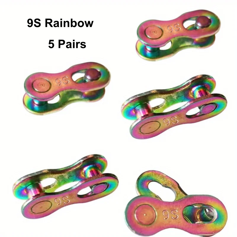 5 Paar Fahrrad-Kettenverbindungsstücke für 1-, 6-, 7-, 8-, 9-, 10-, 11-, 12-Gang-Ketten, CP, Gold & Regenbogenfarben – Detail 14
