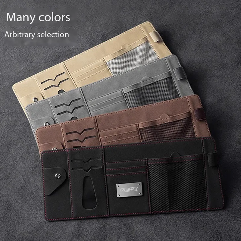 Car Sunshade Glasses Clip Driver Notebook Fuel Card Storage Of Suede For Mercedes Benz BMW Audi Car Interior Storage Universal