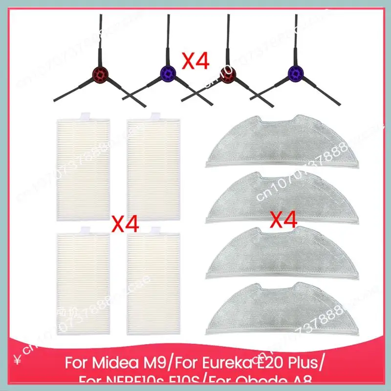 Kit de accesorios A26P para Midea M9/Eureka E20 Plus/Nere10s E10S/Obode A8 Cepillo Lateral filtro Hepa paño de mopa accesorios de repuesto