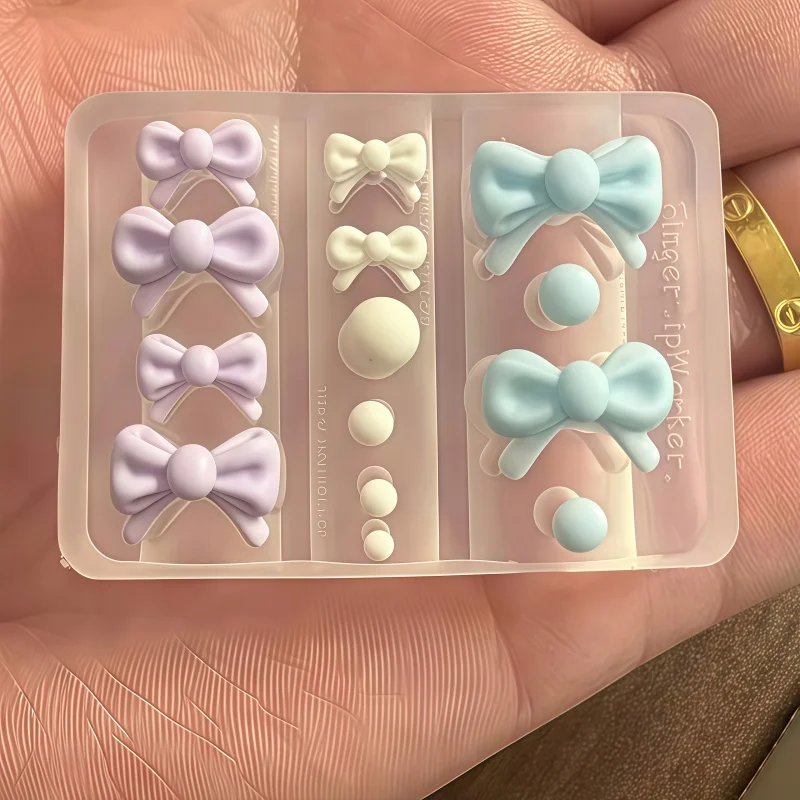 3D Mini Teddy Bear Nail Silicone Mold Cute Cartoon Bear Embossing Mold For DIY Manicure Resin UV Gel Nail Charms