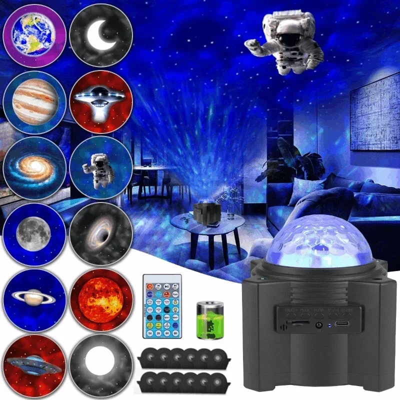 Hot Sales Starry Sky Projection Light Northern Lights Ocean Atmosphere LED Lamp Bluetooth Audio Bedroom Headboard Night Light