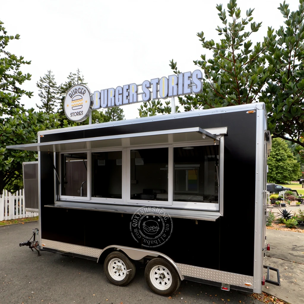 Mobile 220V Full Kitchen Food Truck with Ice Cream Pizza Coffee Hotdog Concession Remorque Trailer Cart