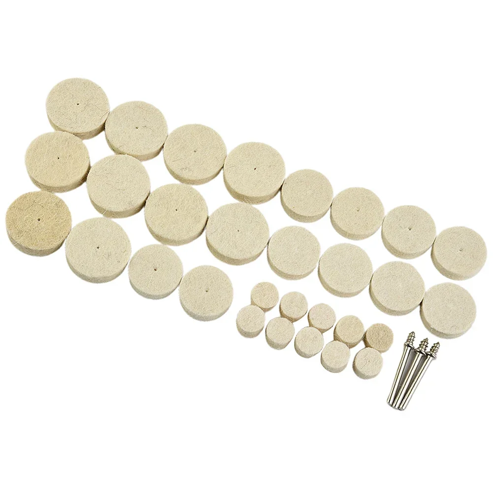 

High Quality Replacement Useful Brand New Wool Felt Home Wheels 3.175mm 33pcs Accessory Polishing Wheel Silver White