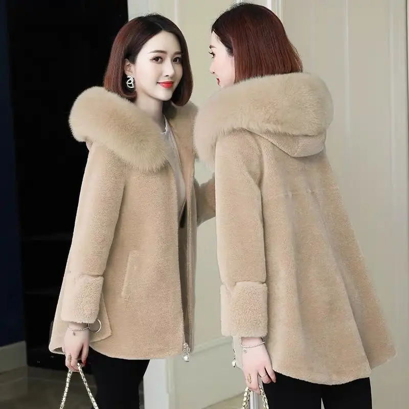 Manteau en fourrure véritable pour femme, veste à capuche en renard naturel pour femme, vestes chaudes pour femme, nouveau style, hiver, G359