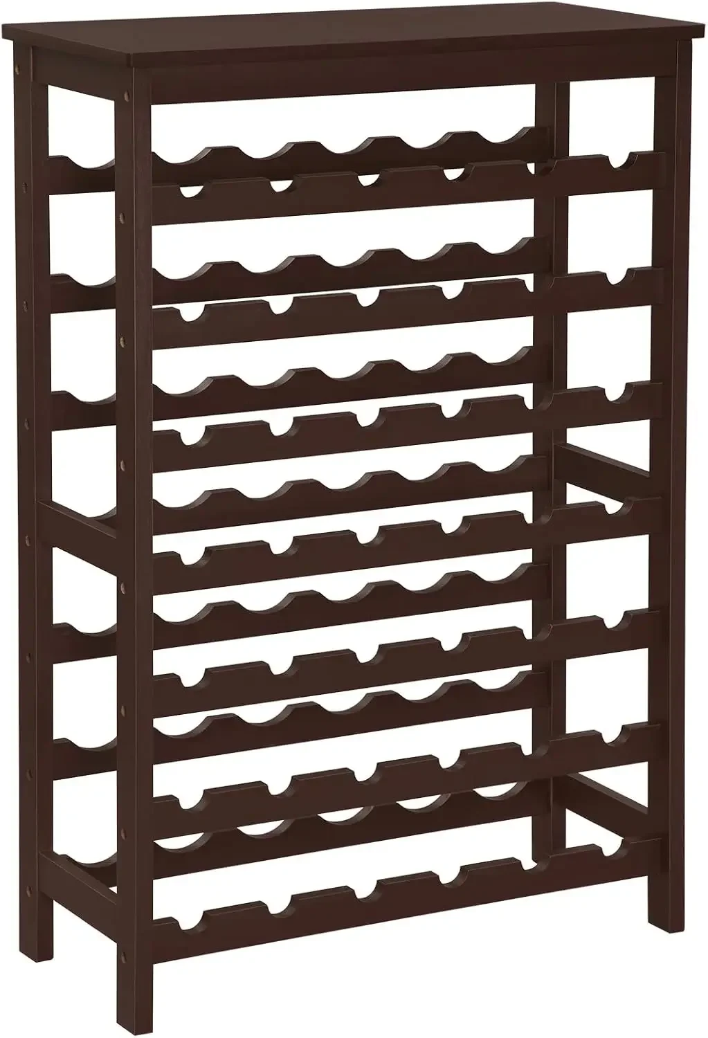 42-Bottle Wine Rack Free Standing Floor, 7-Tier Display Wine Storage Shelves with Table Top, Bamboo Wobble-Free Bottle Holder