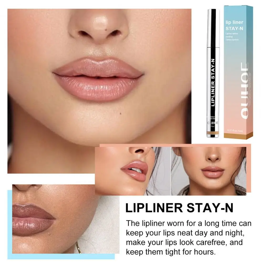 Lipliner Met Lip-Safe Langdurige Peel Off Lip Liner Anti-Fading Multifunctionele Lip Pen Voor Vrouwen Veilig Tattoo Vlek Met 5Ml