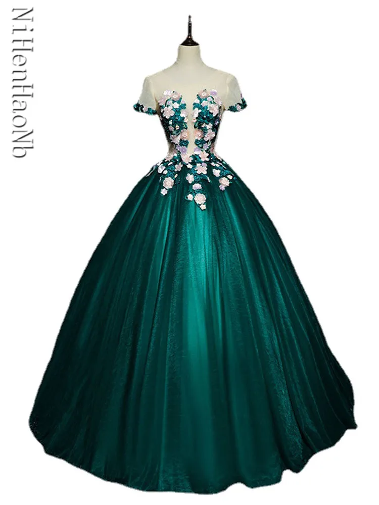 Vestido de noiva princesa verde, Vestido de tule, Vestido formal para meninas, Vestidos Quinceanera