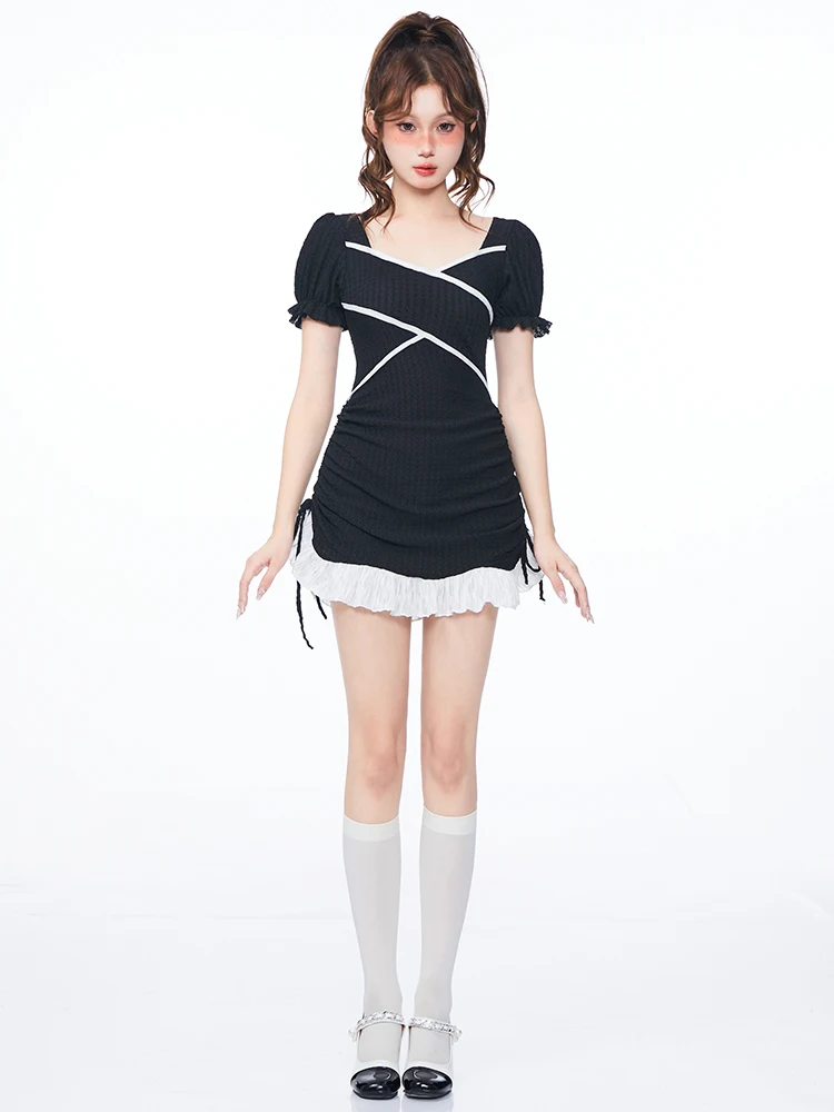 

Консервативный черный купальник-бикини для девочек, для термальных источников, корректирующий фигуру, скрывающий недостатки, сексуальный, в стиле интернет-знаменитостей