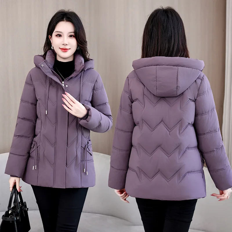 Women's Slim Fit Quilted Padded Coat with Hood XL-5XL Korean Street Style Trendy Fall Layering Outerwear Casual Fashion New