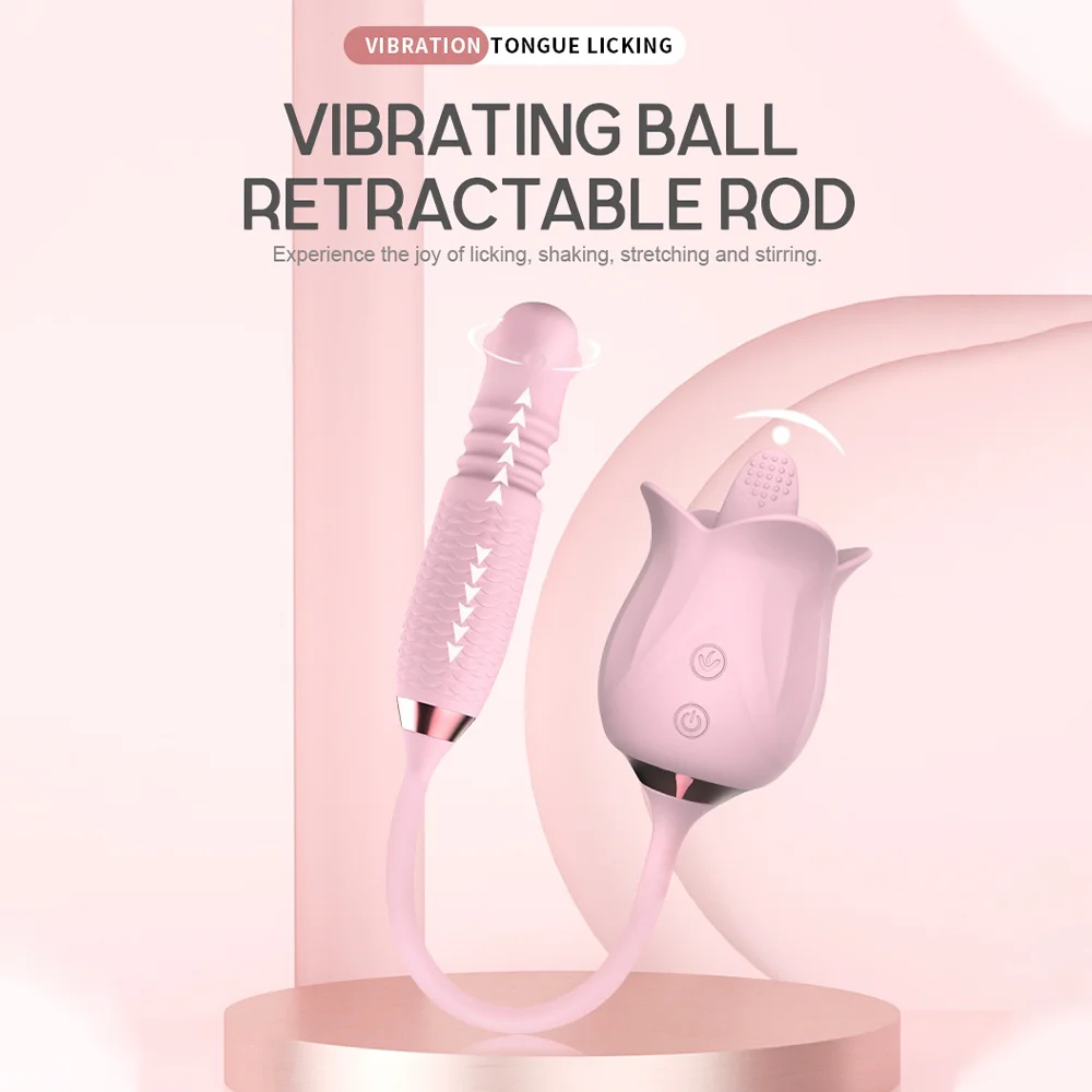 

Rose Telescopic Licking Thrusting Machine Vaginal Masturbators Massager Sex Toys for Woman Sucker Fast Orgasm