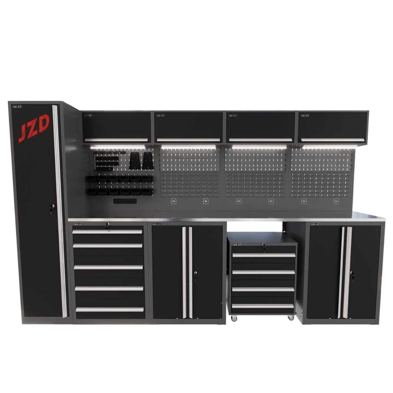 Durable Premium Steel Tool Cabinets Set: Drawer Cabinet Combined With Double-Door Cabinet For Garage Mechanic Tools Keep
