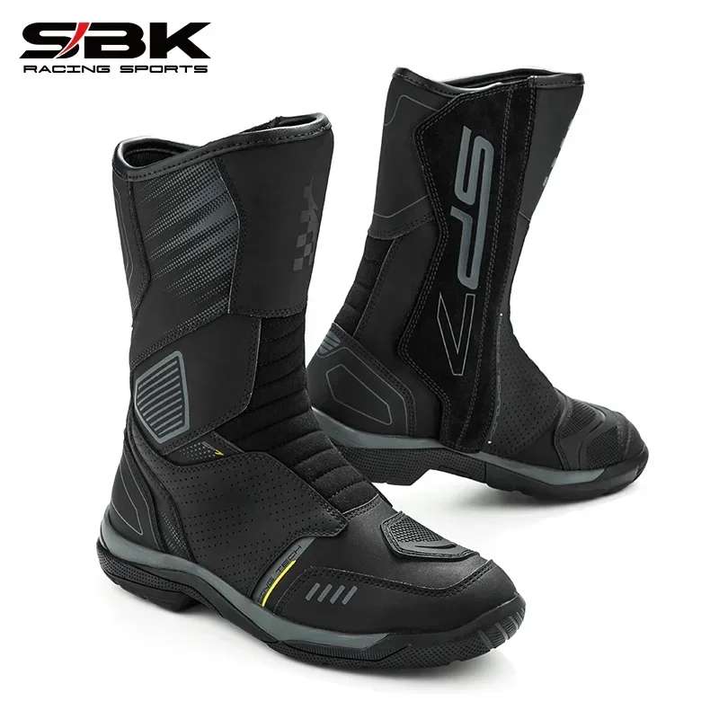 SBK Motorcycle Boots  BT224  BlackProtective Waterproof Men Breathable Rally Boots Rubber Outsole Protective Gear for Riders