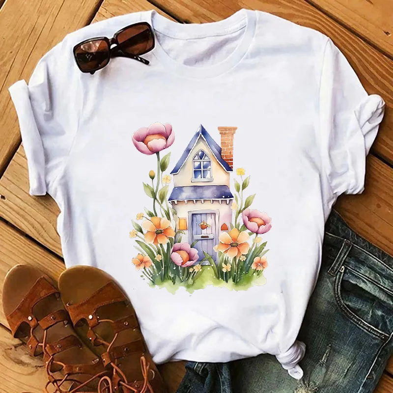 Cute Cartoon House DTF patches for clothing Heat Transfer On Clothes transfer ready to press Iron On Children\'s clothing patch